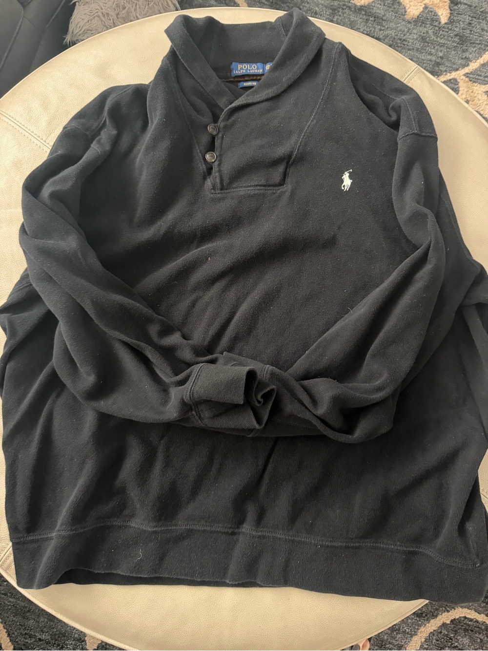 Vintage Polo by Ralph Lauren Men's Black Shawl Collar Estate Rib